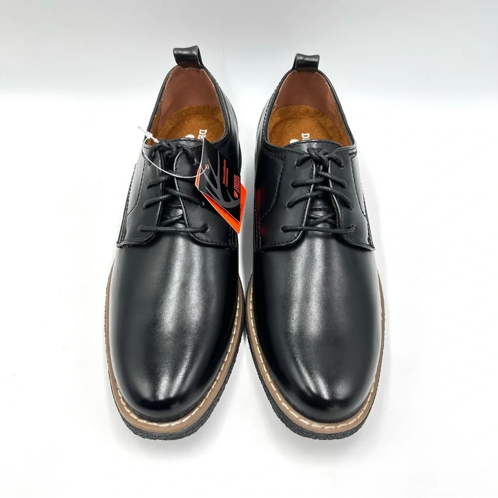 Deer Stags Boys Size‎ 3.5 Black Faux Vegan Leather Oxford Derby Dress Shoes